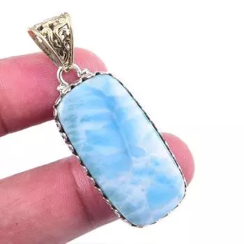 Natural Republic Larimar Gemstone 925 Solid Sterling Silver Gift Pendant 2 I7G17