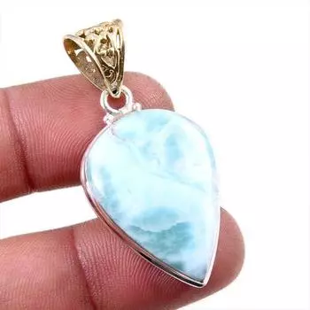 Natural Republic Larimar Gemstone 925 Solid Sterling Silver Pendant 1.75 B9e40