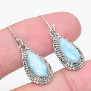 Natural Republic Larimar Gemstone 925 Solid Sterling Silver Earring 1.25 T8z96