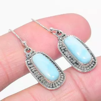 Natural Republic Larimar Gemstone 925 Solid Sterling Silver Earring 1.50 O0D08