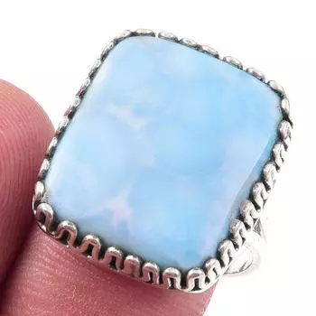 Natural Republic Larimar Gemstone 925 Solid Sterling Silver Gift Ring S.9 p6e27