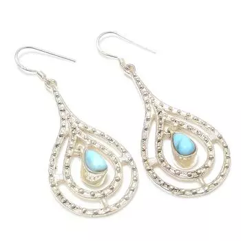 Natural Republic Larimar Gemstone 925 Solid Sterling Silver Earring 2.25 w2t93