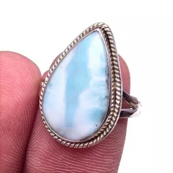 Natural Republic Larimar Gemstone 925 Solid Sterling Silver Gift Ring S.7 G4W22