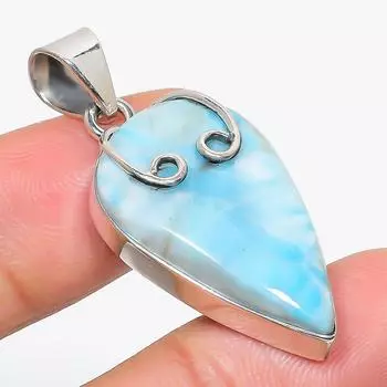Natural Republic Larimar Gemstone 925 Solid Sterling Silver Pendant 1.75 r6F88