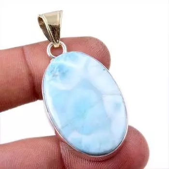 Natural Republic Larimar Gemstone 925 Solid Sterling Silver Pendant 1.75 O5r22