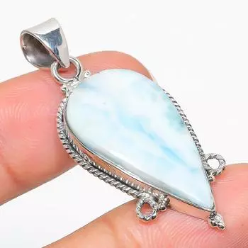 Natural Republic Larimar Gemstone 925 Solid Sterling Silver Pendant 1.75 s4J77