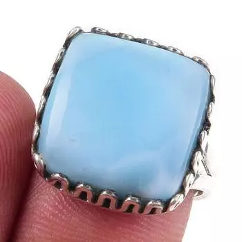 Natural Republic Larimar Gemstone 925 Solid Sterling Silver Gift Ring S.7 v9w00
