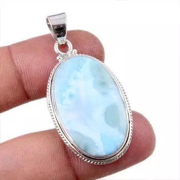 Natural Republic Larimar Gemstone 925 Solid Sterling Silver Pendant 1.75 Q6p13