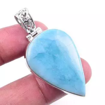 Natural Republic Larimar Gemstone 925 Solid Sterling Silver Gift Pendant 2 q4a87