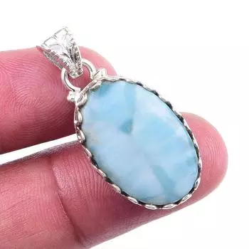 Natural Republic Larimar Gemstone 925 Solid Sterling Silver Pendant 1.25 M6C10