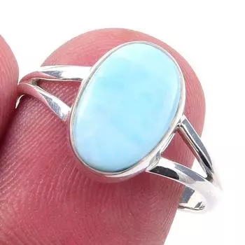 Natural Republic Larimar Gemstone 925 Solid Sterling Silver Gift Ring S.8 J3S64