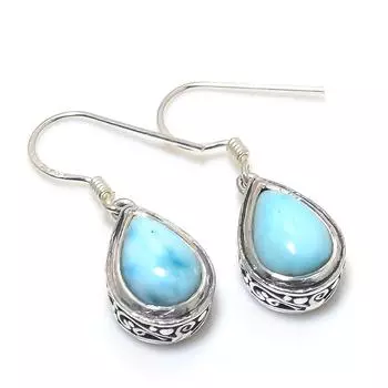 Natural Republic Larimar Gemstone 925 Solid Sterling Silver Gift Earring 1 Q8a29