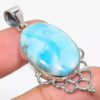 Natural Republic Larimar Gemstone 925 Solid Sterling Silver Gift Pendant 2 F8c98