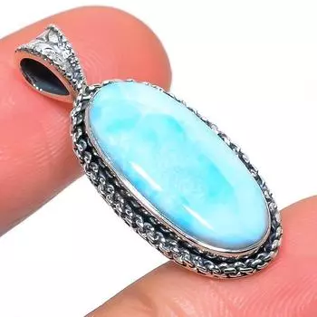 Natural Republic Larimar Gemstone 925 Solid Sterling Silver Pendant 1.34 a1m12