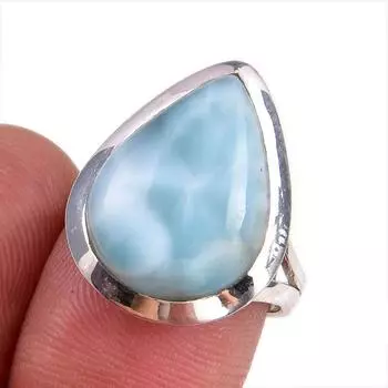 Natural Republic Larimar Gemstone 925 Solid Sterling Silver Gift Ring S.7 o1m79