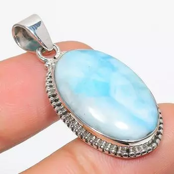 Natural Republic Larimar Gemstone 925 Solid Sterling Silver Pendant 1.75 B8T68