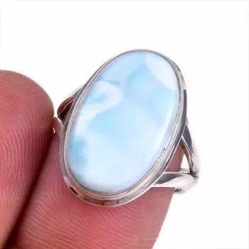 Natural Republic Larimar Gemstone 925 Solid Sterling Silver Gift Ring S.7 Q0R50