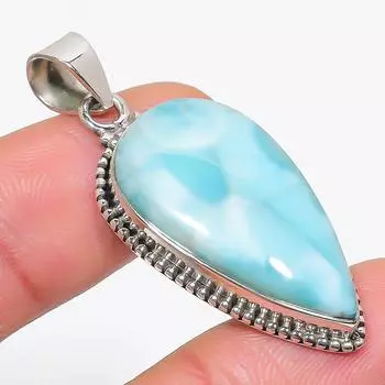 Natural Republic Larimar Gemstone 925 Solid Sterling Silver Gift Pendant 2 H2y22