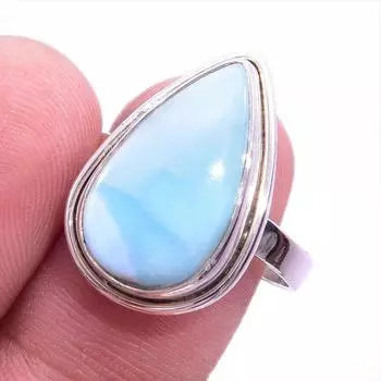 Natural Republic Larimar Gemstone 925 Solid Sterling Silver Gift Ring S.9 M6i08