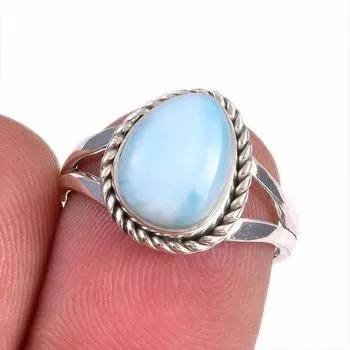 Natural Republic Larimar Gemstone 925 Solid Sterling Silver Gift Ring S.6 i7I97