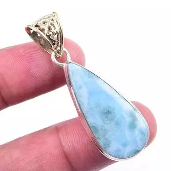 Natural Republic Larimar Gemstone 925 Solid Sterling Silver Pendant 1.50 i9N46