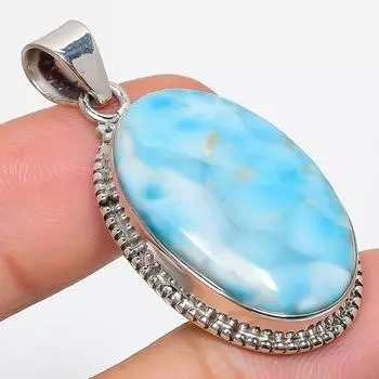 Natural Republic Larimar Gemstone 925 Solid Sterling Silver Pendant 1.75 v3d62
