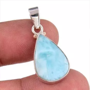 Natural Republic Larimar Gemstone 925 Solid Sterling Silver Pendant 1.25 h1A23
