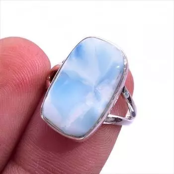 Natural Republic Larimar Gemstone 925 Solid Sterling Silver Gift Ring S.6 N2M92