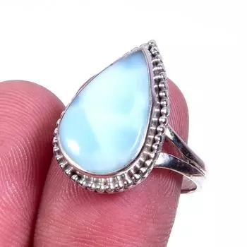 Natural Republic Larimar Gemstone 925 Solid Sterling Silver Gift Ring S.8 i2o32