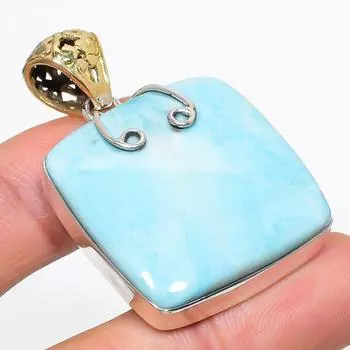 Natural Republic Larimar Gemstone 925 Solid Sterling Silver Gift Pendant 2 A2b45
