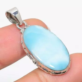 Natural Republic Larimar Gemstone 925 Solid Sterling Silver Pendant 1.75 w7q33