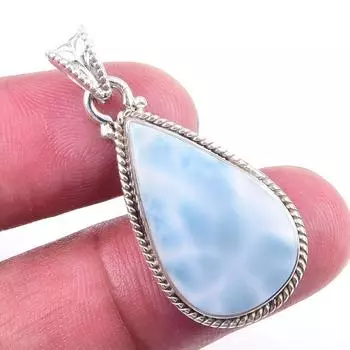 Natural Republic Larimar Gemstone 925 Solid Sterling Silver Pendant 1.50 g5e59