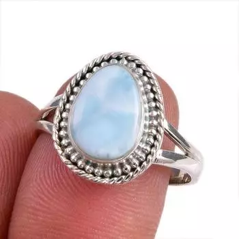 Natural Republic Larimar Gemstone 925 Solid Sterling Silver Gift Ring S.9 t1B25