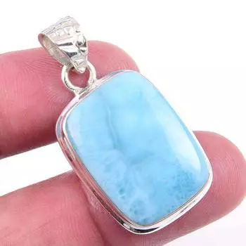 Natural Republic Larimar Gemstone 925 Solid Sterling Silver Pendant 1.50 g5s58