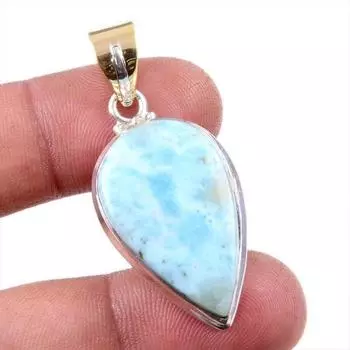 Natural Republic Larimar Gemstone 925 Solid Sterling Silver Pendant 1.75 H6C31