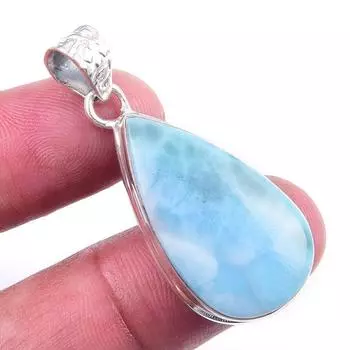 Natural Republic Larimar Gemstone 925 Solid Sterling Silver Pendant 1.50 f3m96