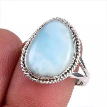 Natural Republic Larimar Gemstone 925 Solid Sterling Silver Gift Ring S.9 m5T03