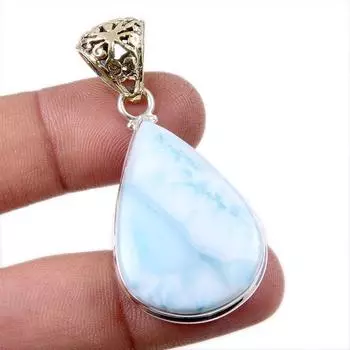 Natural Republic Larimar Gemstone 925 Solid Sterling Silver Pendant 1.75 R6e00