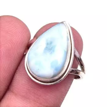 Natural Republic Larimar Gemstone 925 Solid Sterling Silver Gift Ring S.8 v6b79