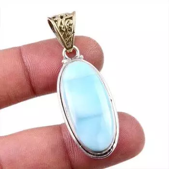 Natural Republic Larimar Gemstone 925 Solid Sterling Silver Gift Pendant 2 f4P91