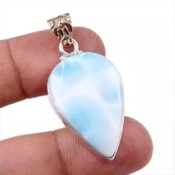Natural Republic Larimar Gemstone 925 Solid Sterling Silver Pendant 1.75 w3a98