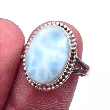 Natural Republic Larimar Gemstone 925 Solid Sterling Silver Gift Ring S.9 c9s56