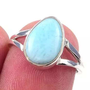 Natural Republic Larimar Gemstone 925 Solid Sterling Silver Gift Ring S.6 J9K57