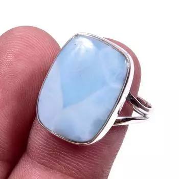 Natural Republic Larimar Gemstone 925 Solid Sterling Silver Gift Ring S.9 Q0f93