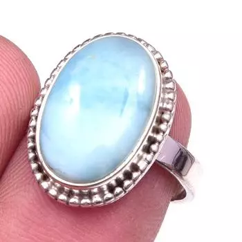 Natural Republic Larimar Gemstone 925 Solid Sterling Silver Gift Ring S.7 C1a24