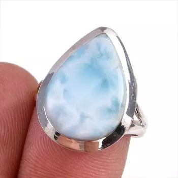 Natural Republic Larimar Gemstone 925 Solid Sterling Silver Gift Ring S.7 Y4Z91