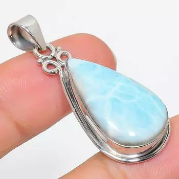 Natural Republic Larimar Gemstone 925 Solid Sterling Silver Pendant 1.75 r9E90