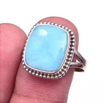 Natural Republic Larimar Gemstone 925 Solid Sterling Silver Gift Ring S.9 J4S26