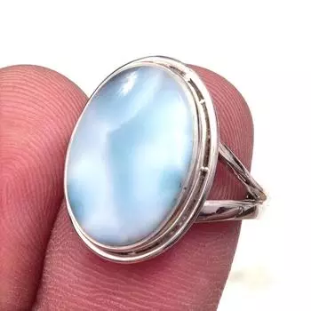 Natural Republic Larimar Gemstone 925 Solid Sterling Silver Gift Ring S.7 A6w07