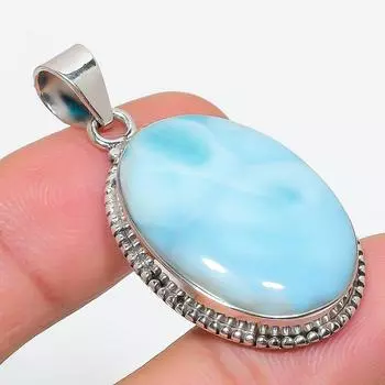 Natural Republic Larimar Gemstone 925 Solid Sterling Silver Pendant 1.75 i9Y66